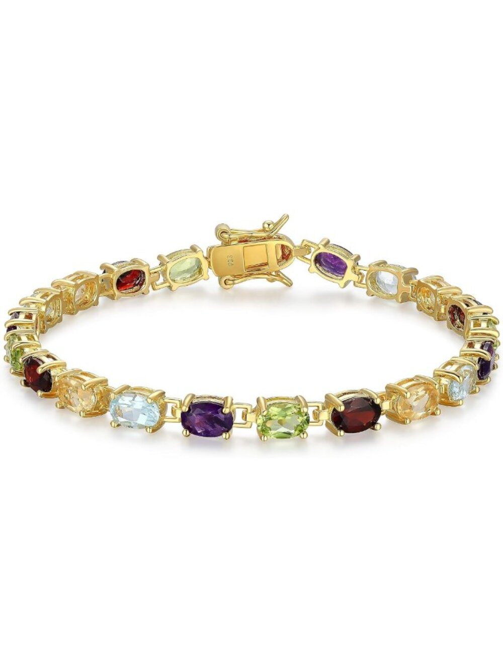 Elegant Five-Tone Tennis Bracelet | 18k Gold Plated | Silver & Yellow Gold | 7in